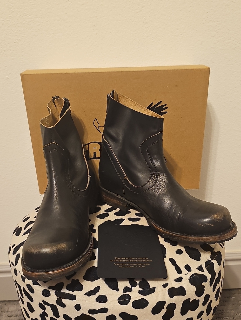 ●●RARE FREEBIRD "HATCHET" BLACK DISTRESSED ANKLE BOOTS SIZE US 8 NIB●●